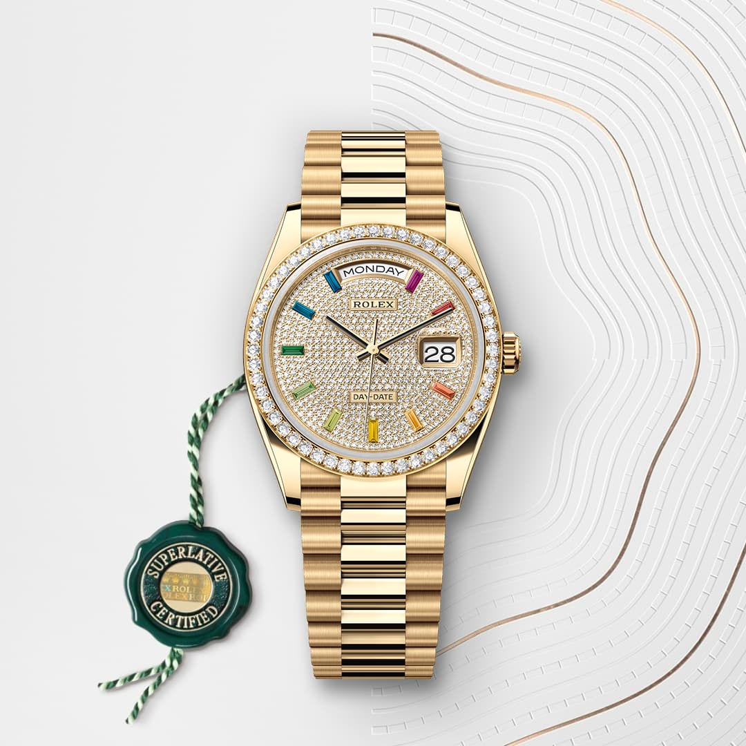 Rolex Day-Date 36  Oyster, 36 mm, yellow gold and diamonds  Reference 128348RBR thumbnail 2
