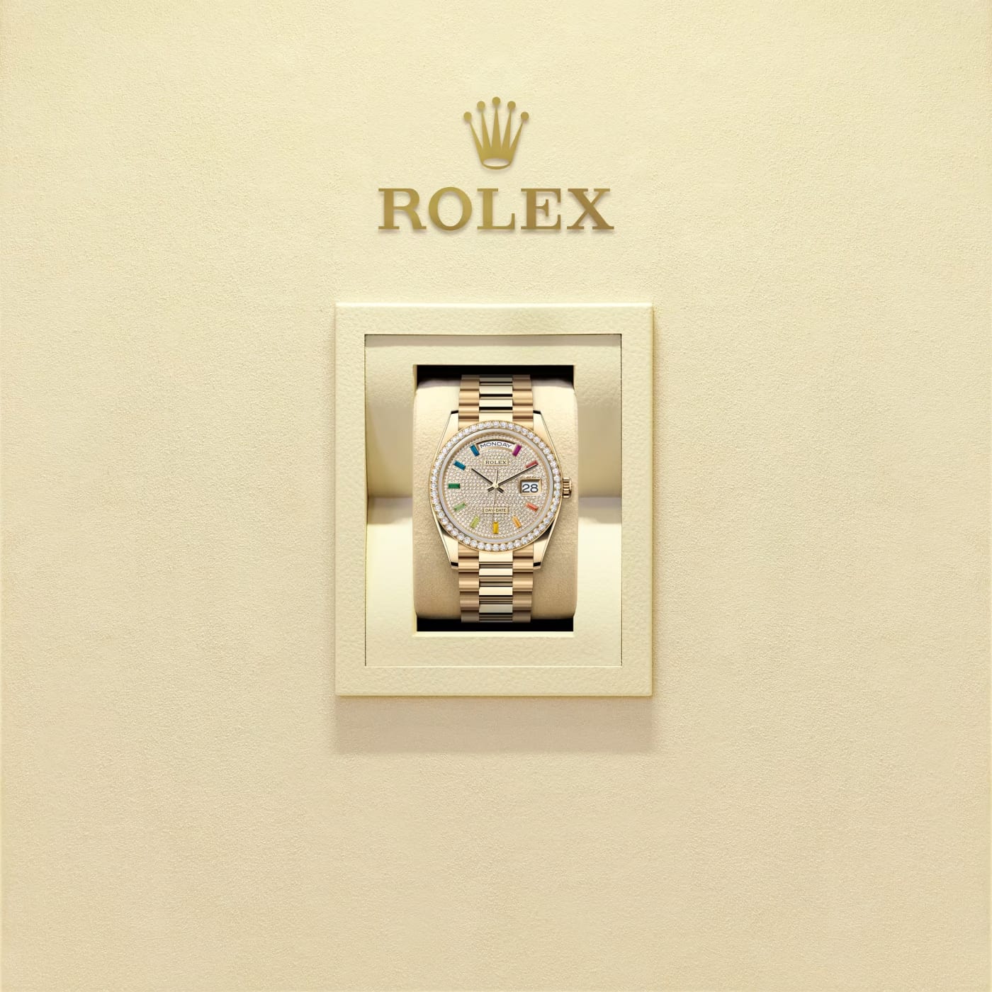 Rolex Day-Date 36  Oyster, 36 mm, yellow gold and diamonds  Reference 128348RBR thumbnail 7