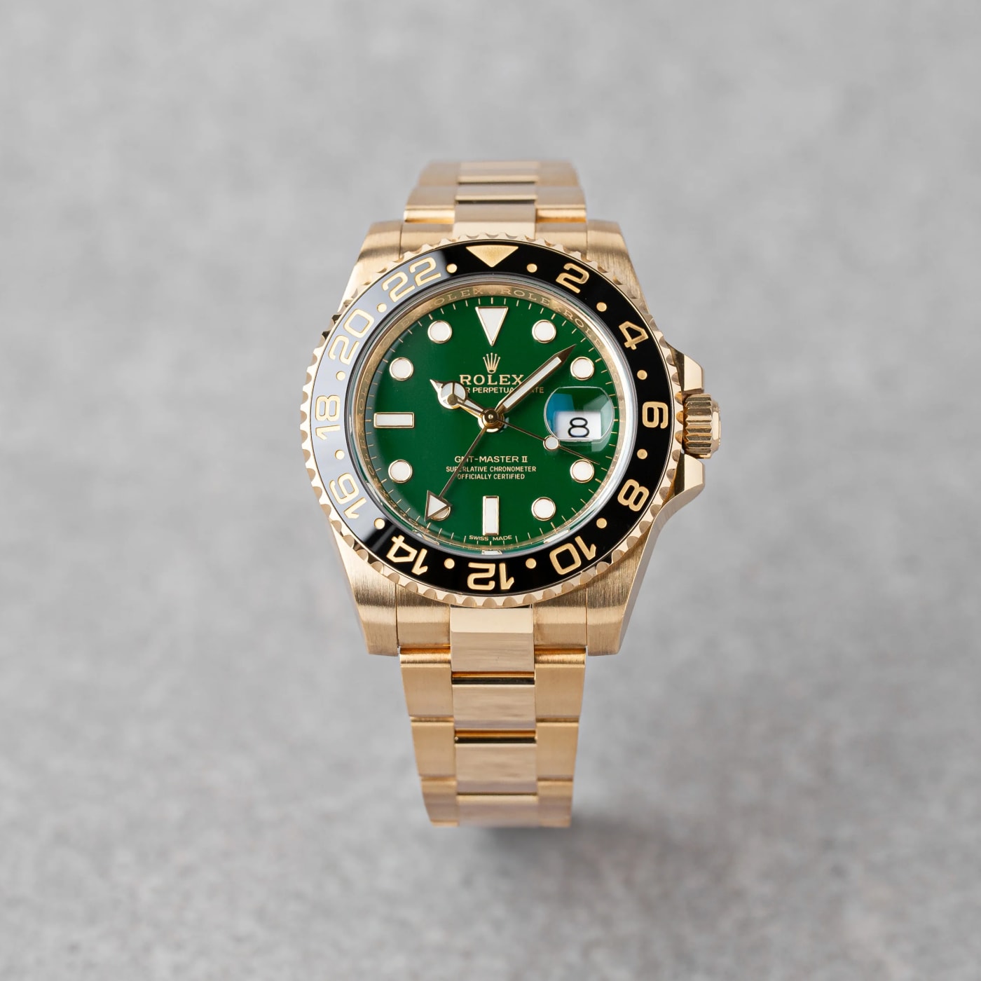 Rolex GMT-Master II Green dial 18K Yellow Gold & Ceramic Men's Watch 116718LN thumbnail 9