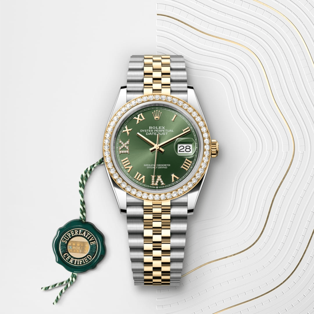 Rolex Datejust 36 Oyster, 36 mm, Oystersteel, yellow gold and diamonds M126283RBR-0011 thumbnail 6