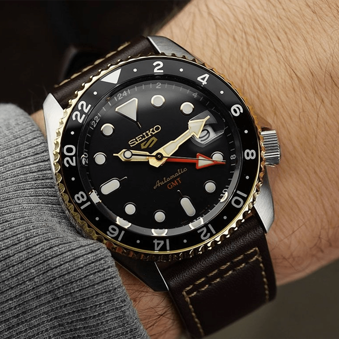 Seiko 5 Sports SKX GMT in Mocha Black Dial Watch - SSK036K1 thumbnail 2