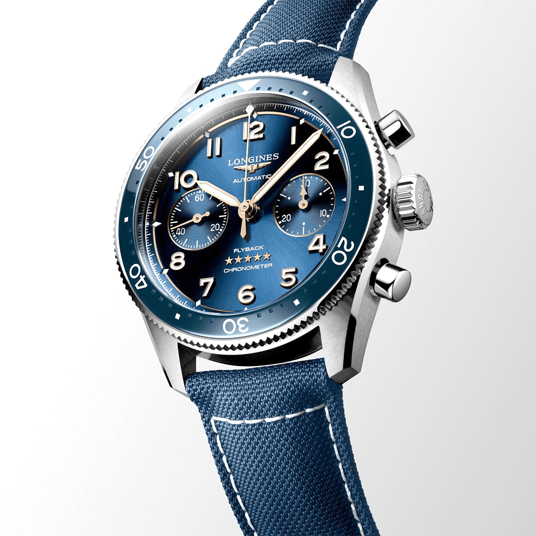Longines Spirit Flyback 42 mm, Blue Dial, Blue Strap Automatic Watch, L3.821.4.93.2