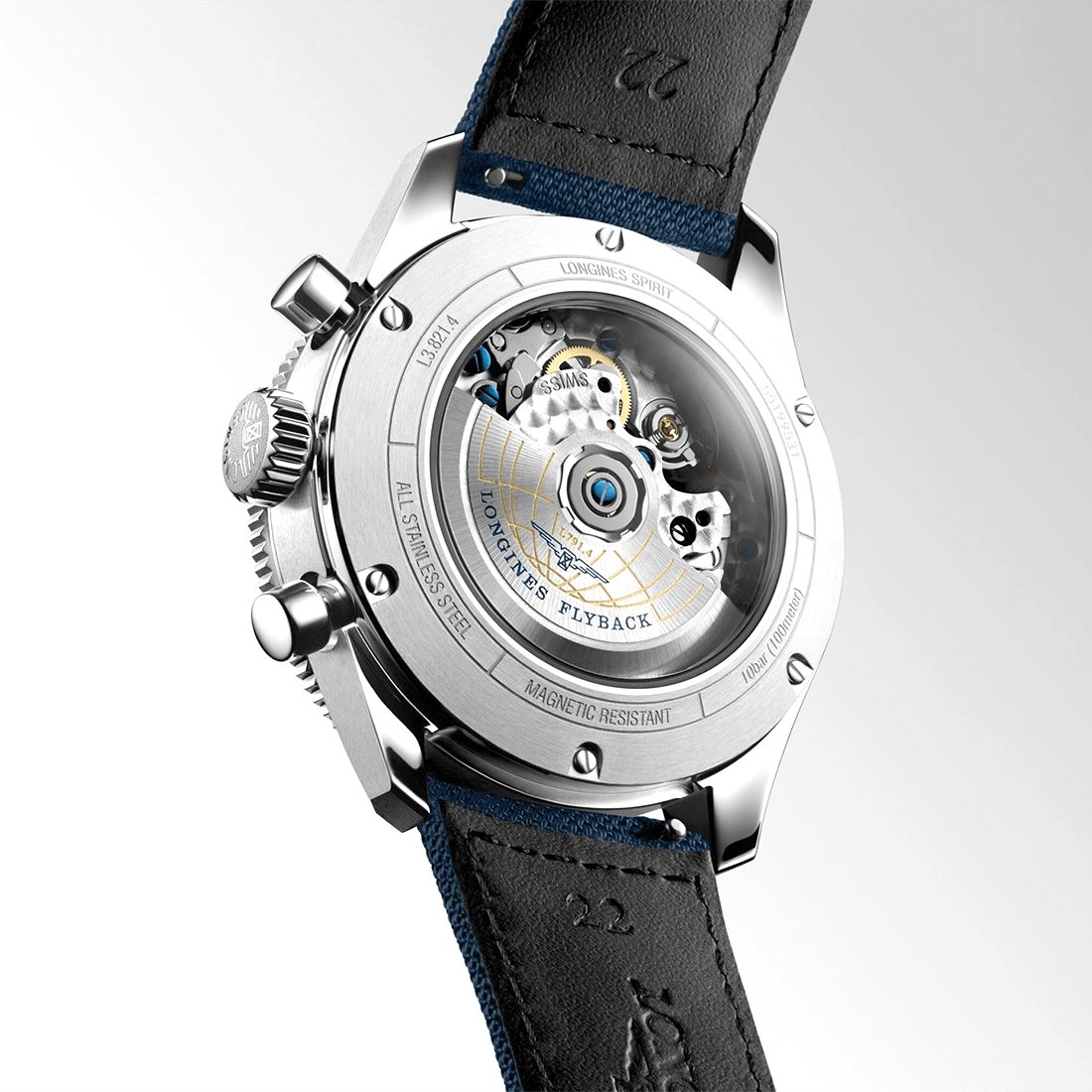 Longines Spirit Flyback 42 mm, Blue Dial, Blue Strap Automatic Watch, L3.821.4.93.2 thumbnail 2
