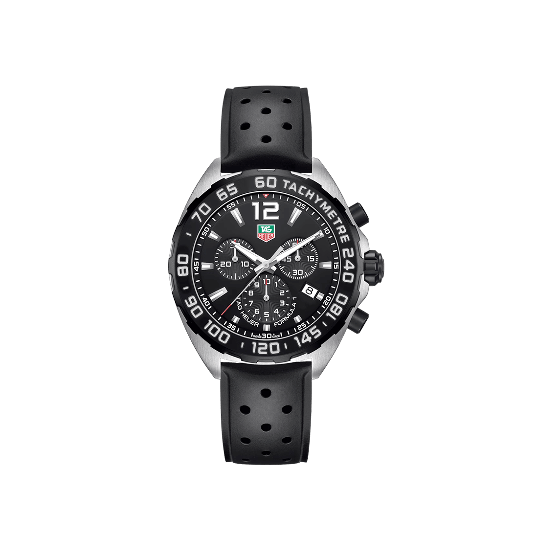 TAG Heuer Men's Formula 1 Chronograph Black Dial, Black Rubber Strap Watch, CAZ1010.FT8024