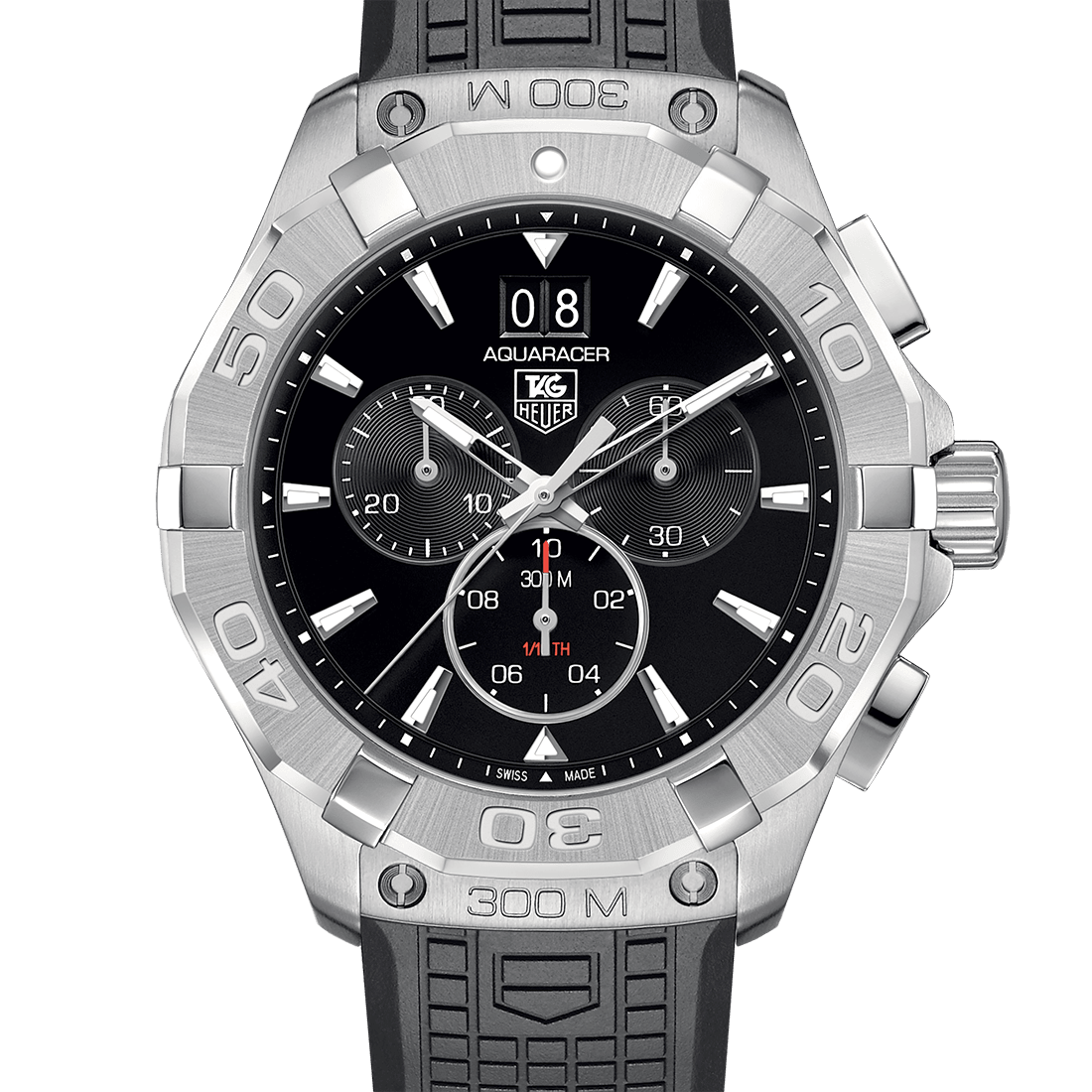 TAG Heuer Aquaracer 43 mm, Black Dial, Black Rubber Strap, Quartz Chronograph Watch, CAY1110.FT6041 thumbnail 2