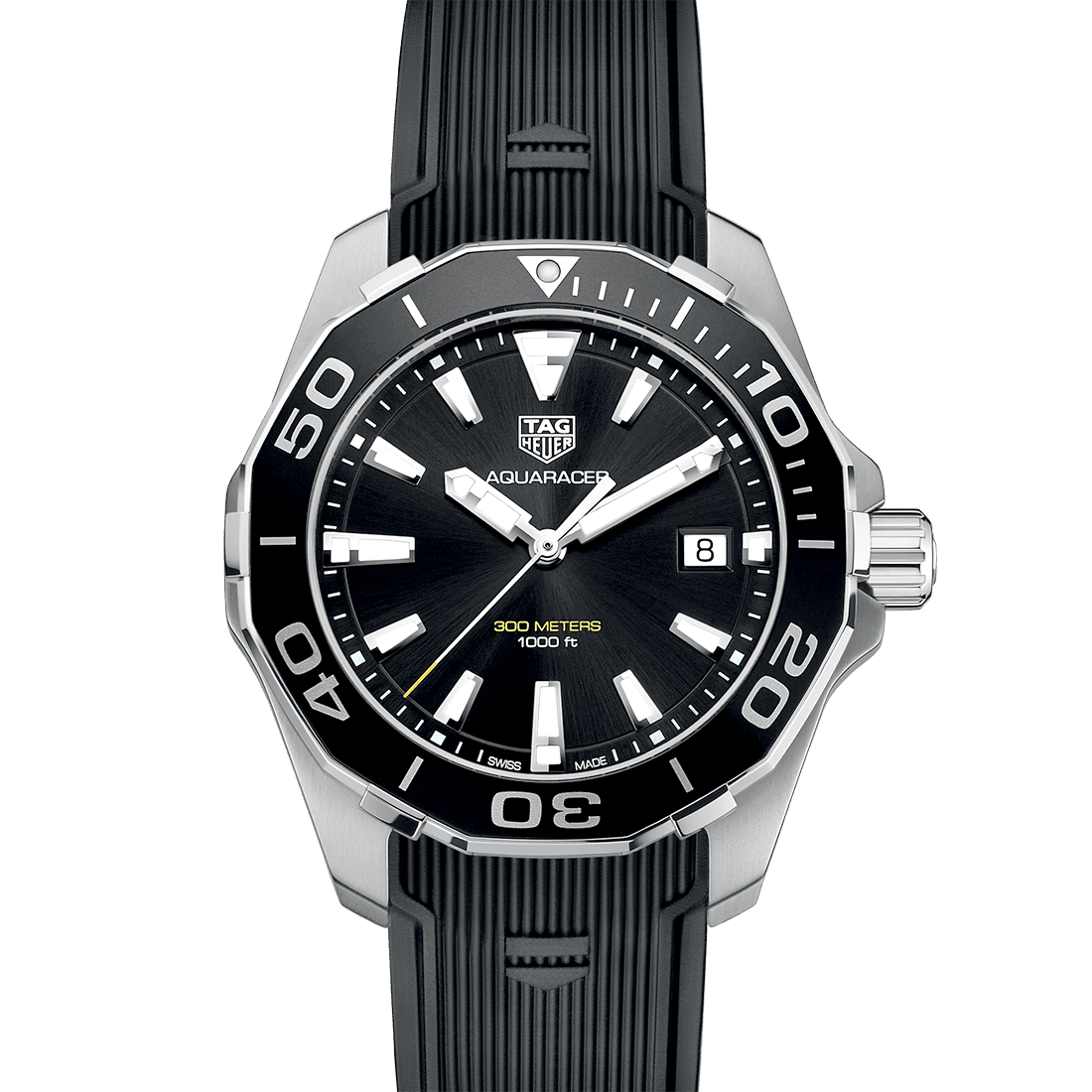 TAG Heuer Aquaracer 43 mm, Black Dial, Rubber Strap, Quartz Chronograph Watch, WAY111A.FT6151 thumbnail 2