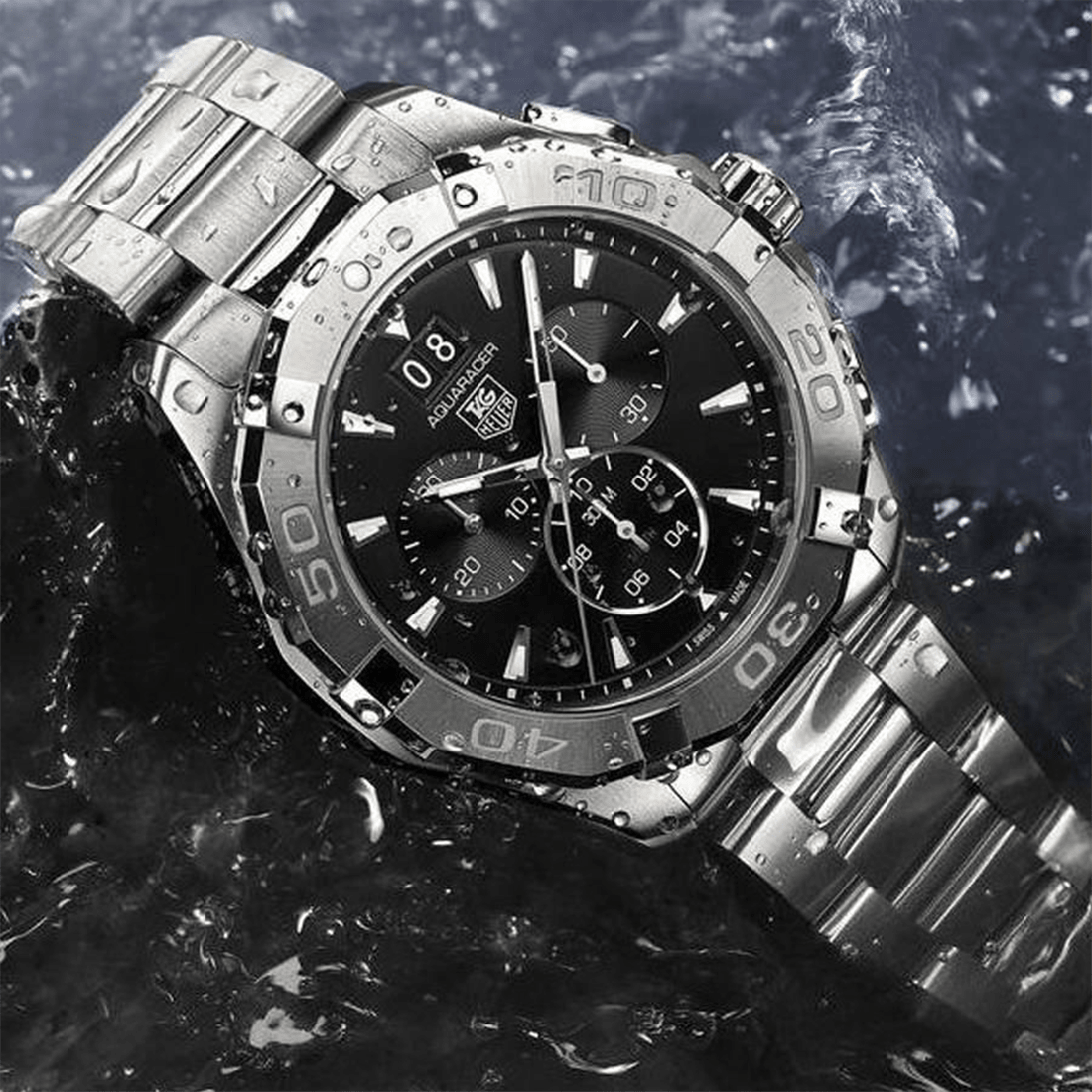 TAG Heuer  Aquaracer 43 mm, Black Dial, Quartz Chronograph Watch, CAY1110.BA0927 thumbnail 6