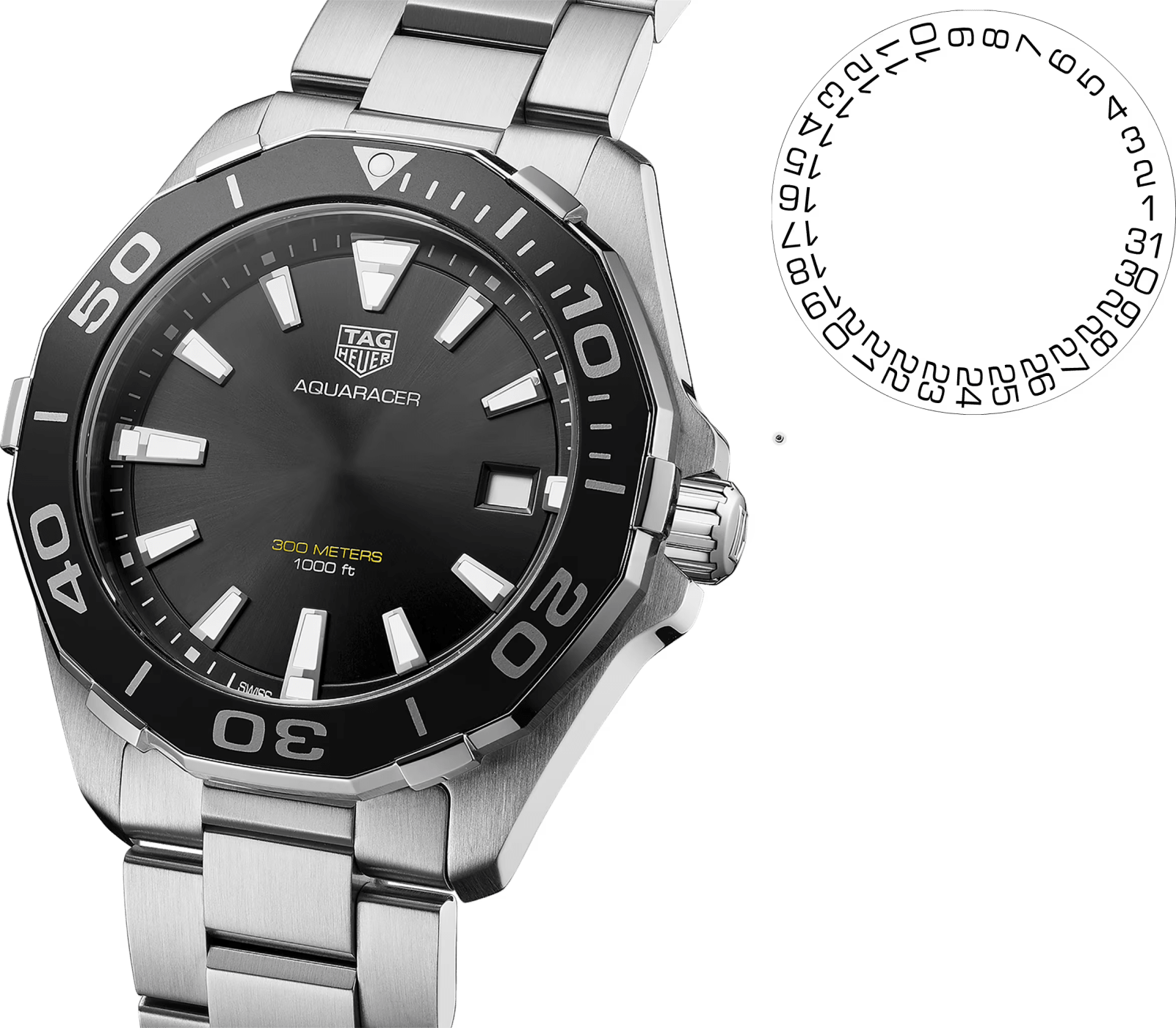 TAG Heuer Aquaracer Quartz, 41 mm, Black Dial, Stainless Steel Watch, WAY111A.BA0928 thumbnail 5