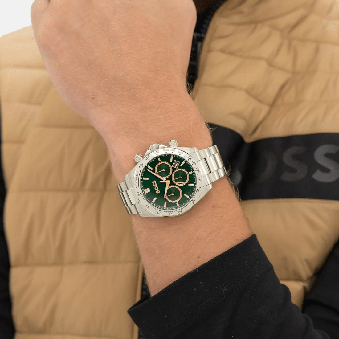 Boss Hero 2.0 Green-Dial Chronograph Watch With Two-Tone Bracelet 1514268 thumbnail 5