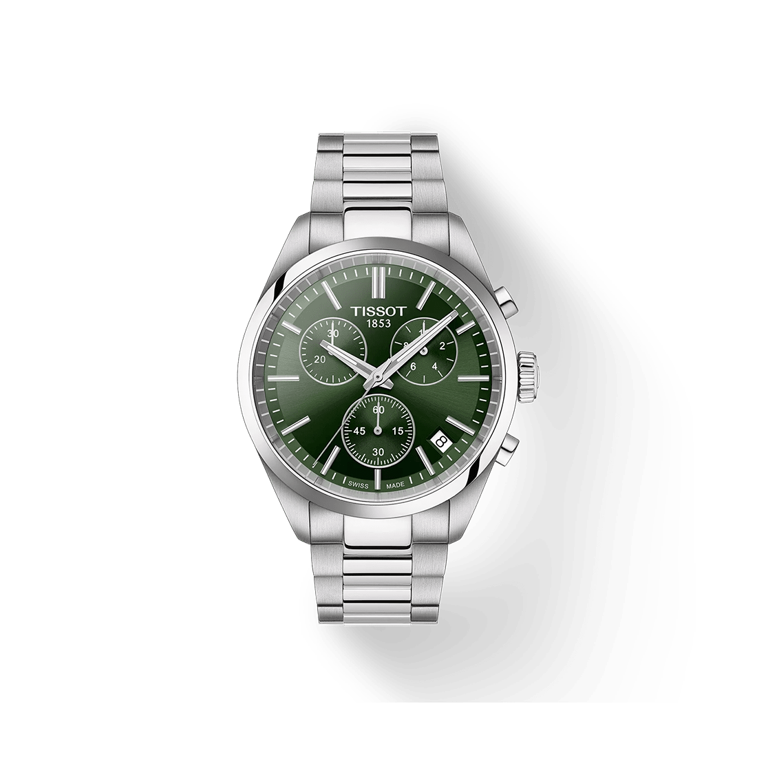 Tissot PR 100 Chronograph Men's Watch with Green Dial, Stainless Steel Bracelet T150.417.11.091.00