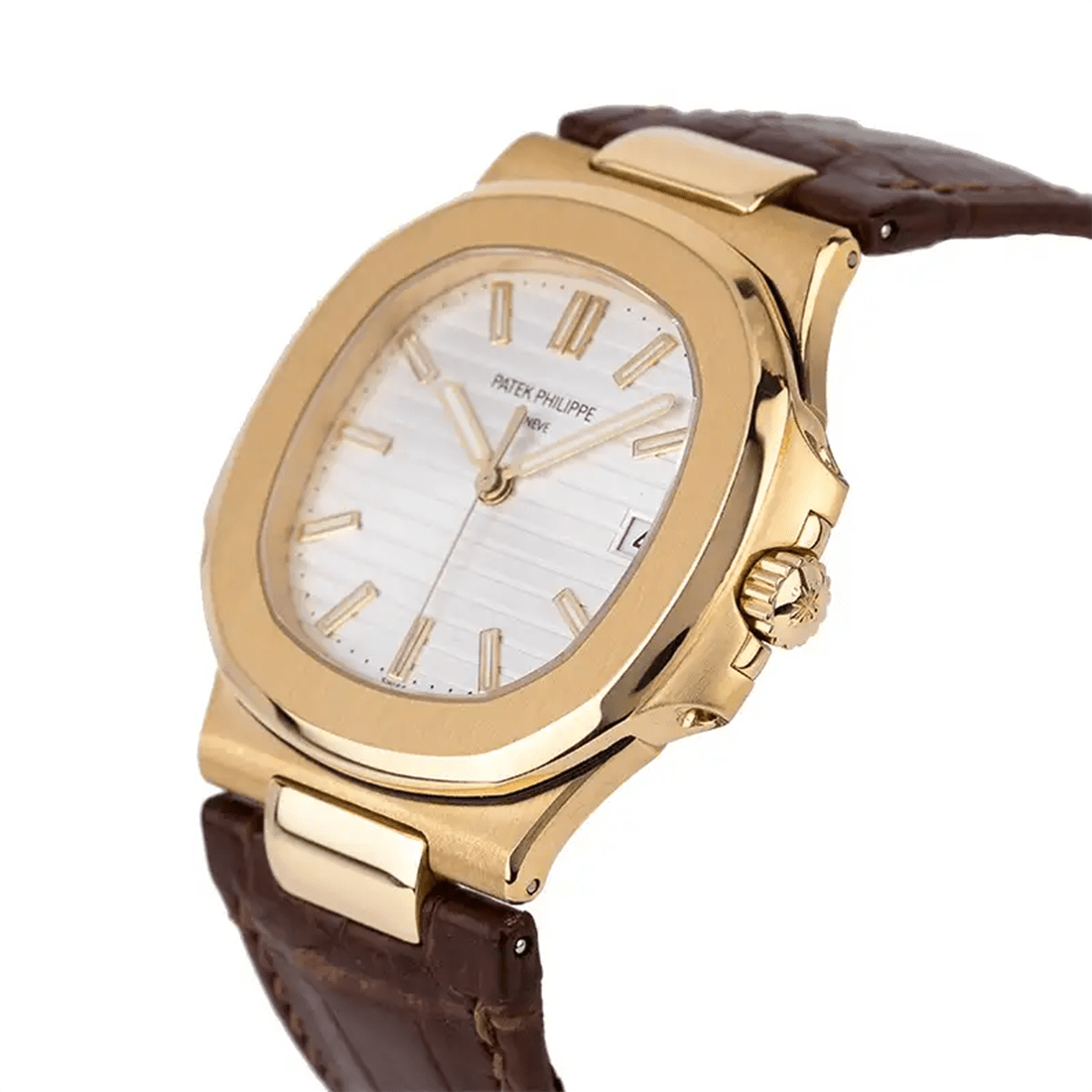 Patek Philippe Nautilus 5711J Yellow Gold White Dial Leather Strap Watch thumbnail 2