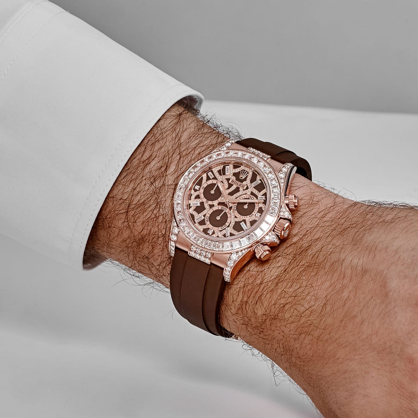 Rolex Daytona 'Giraffe' 126555TBR Rose Gold Chestnut Brown Diamond Dial Watch thumbnail 8