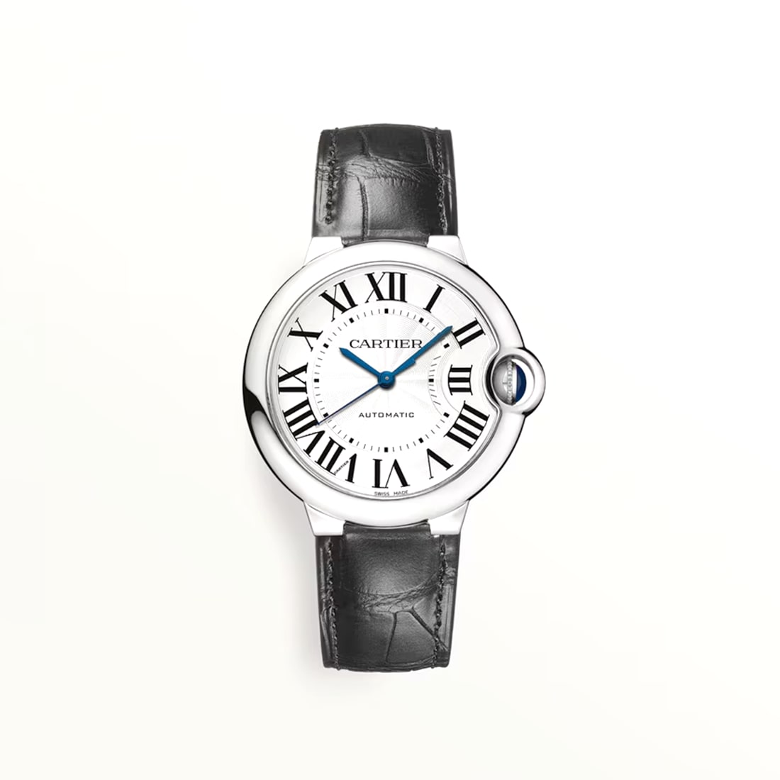 Cartier Ballon Bleu De White Dial Black Strap Men's Watch W69017Z4