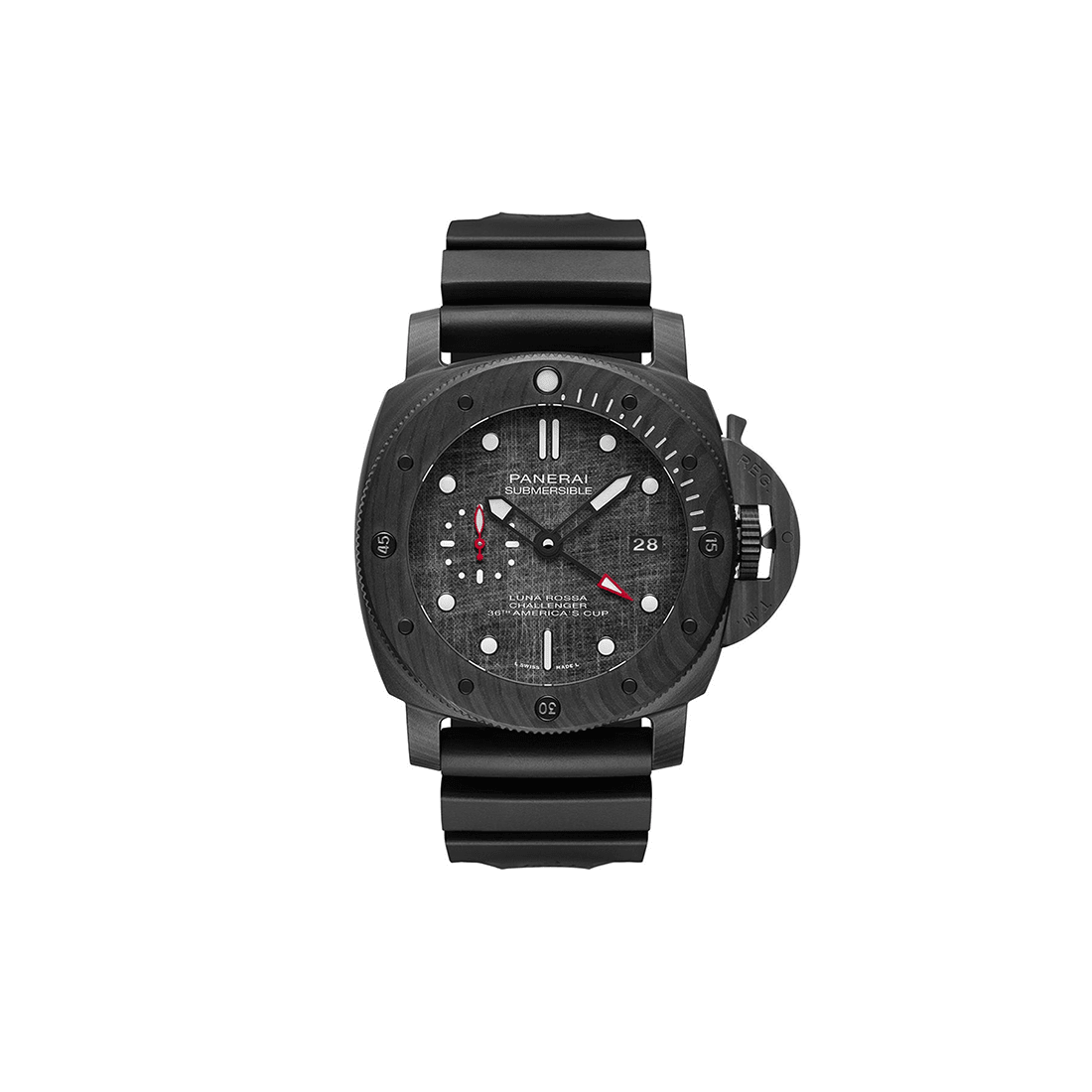 Panerai Submersible Luna Rossa Carbotech GMT Black Dial Watch PAM01039