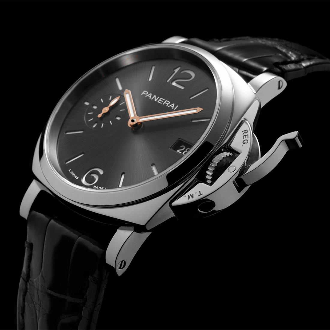 Panerai Luminor Due Automatic Black Leather Strap Mens Watch PAM01552 thumbnail 4