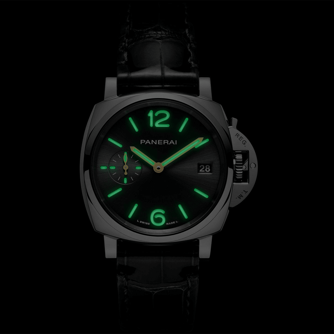 Panerai Luminor Due Automatic Black Leather Strap Mens Watch PAM01552 thumbnail 6