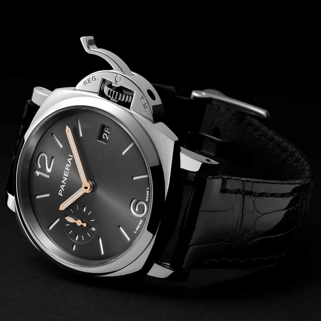 Panerai Luminor Due Automatic Black Leather Strap Mens Watch PAM01552 thumbnail 5