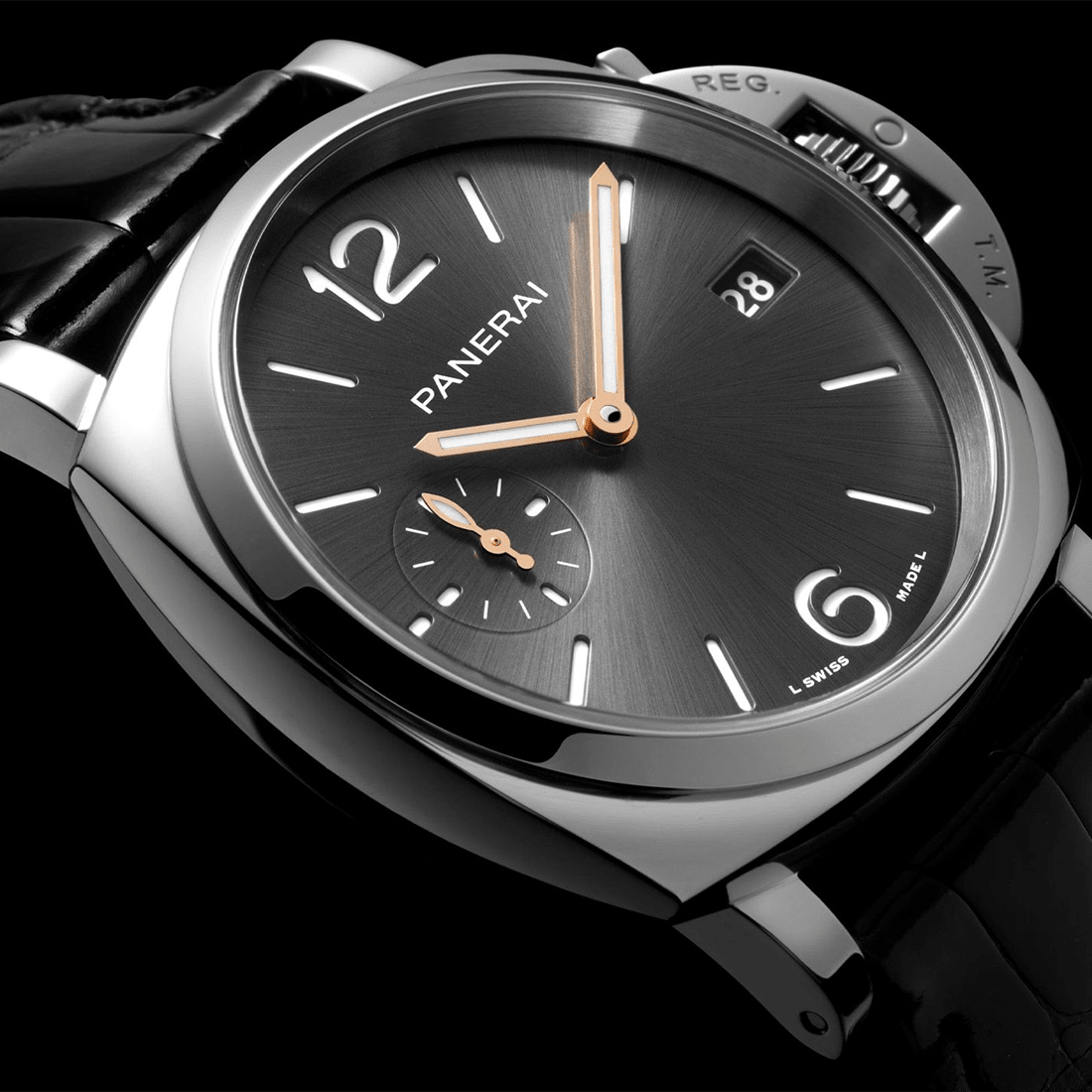 Panerai Luminor Due Automatic Black Leather Strap Mens Watch PAM01552 thumbnail 3