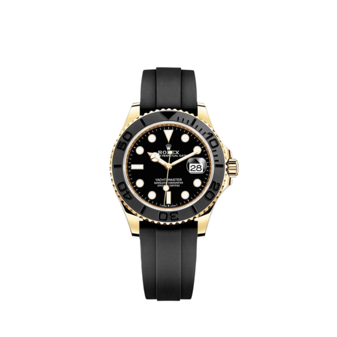 Rolex Yacht-Master Yellow Gold Oysterflex Black Dial Mens Watch 226658