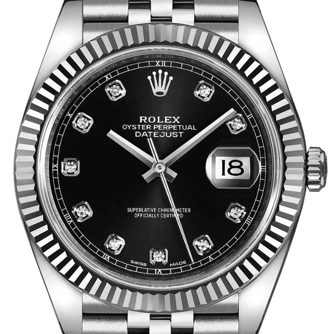Rolex Datejust Black Dial 18ct White Gold Mens Watch 126334 thumbnail 2