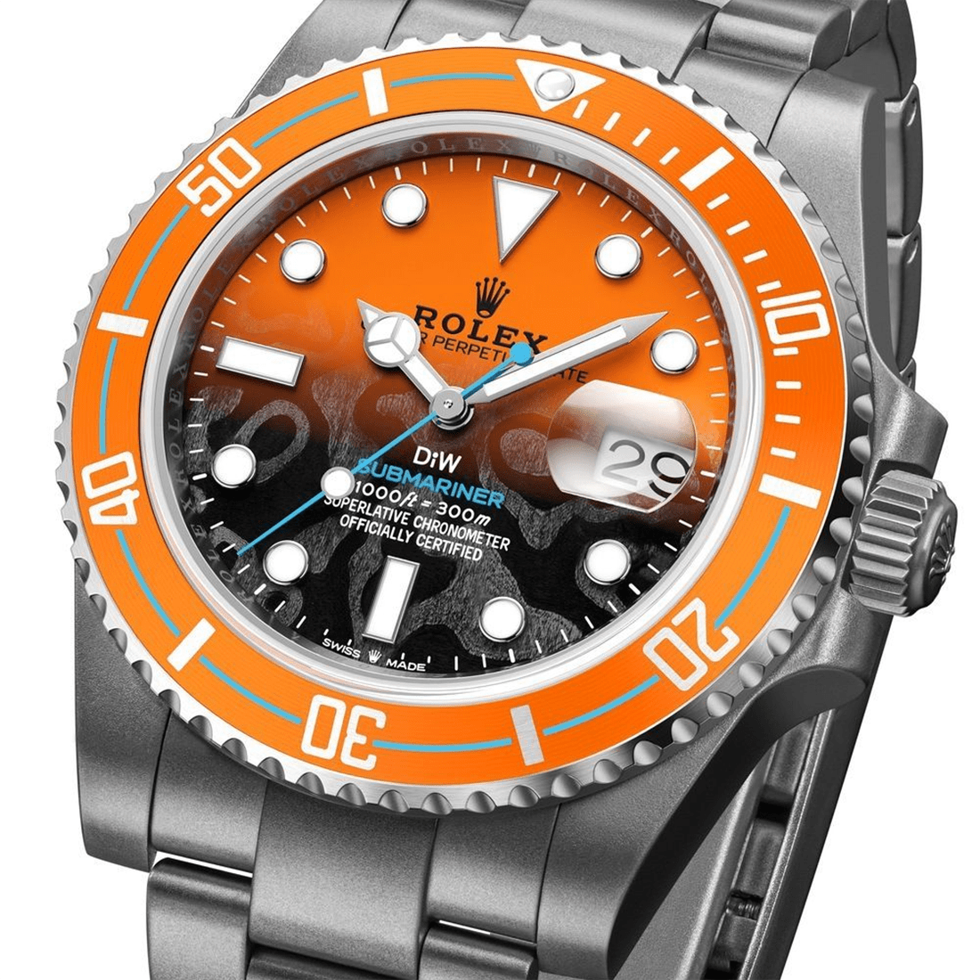 Rolex DIW Submariner Persimmon Orange Dial Stainless Steel Watch 126610 thumbnail 3
