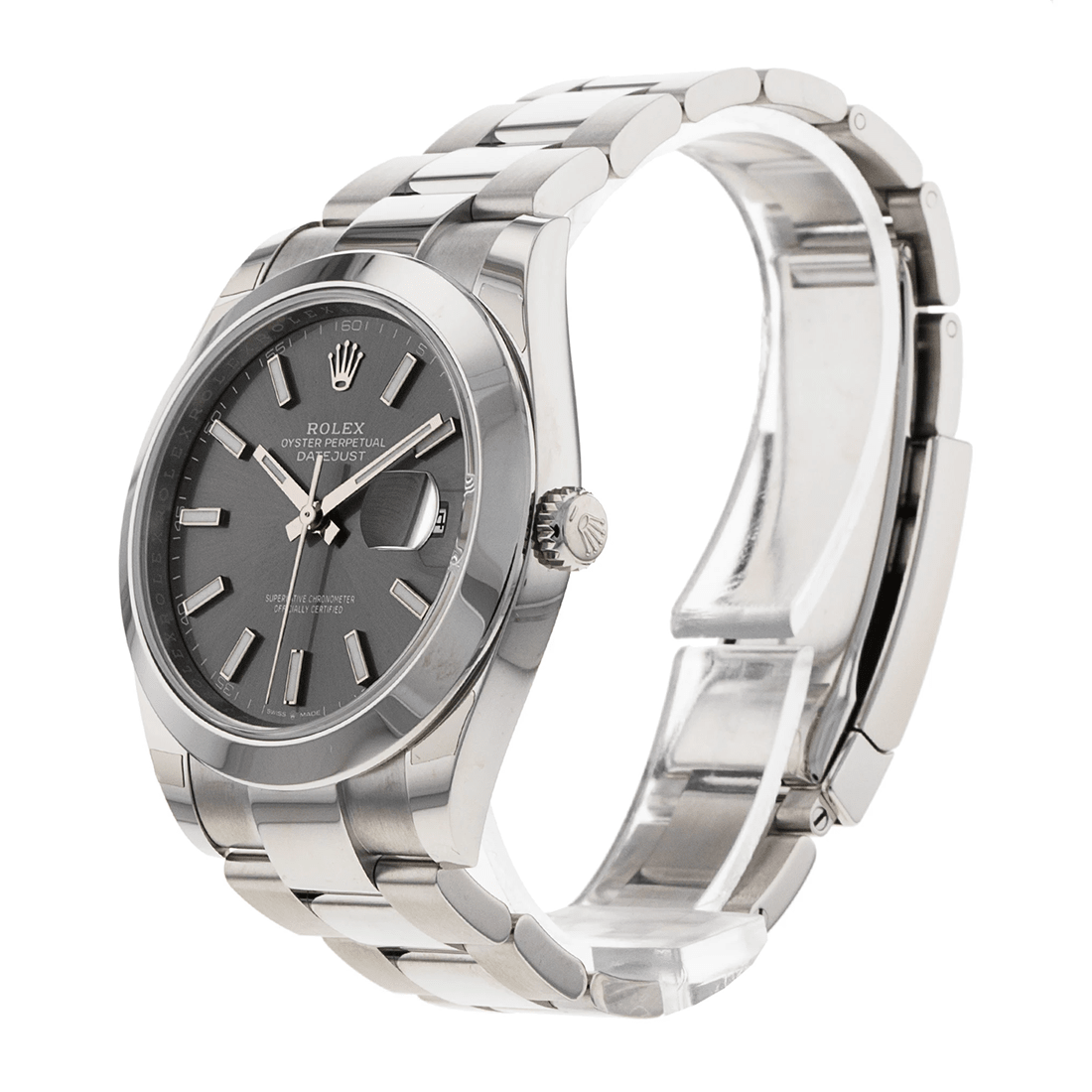 Rolex Datejust Dark Rhodium Oystersteel Domed Steel Bezel Oyster Bracelet Automatic Watch 126300 thumbnail 3