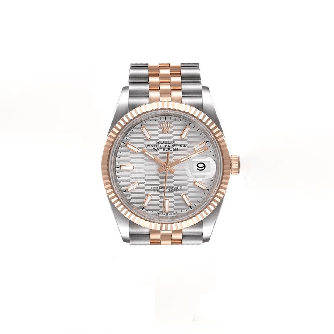 Rolex Datejust Silver Fluted Motif Dial 18ct Everose Gold Watch 126231-0041 thumbnail 2