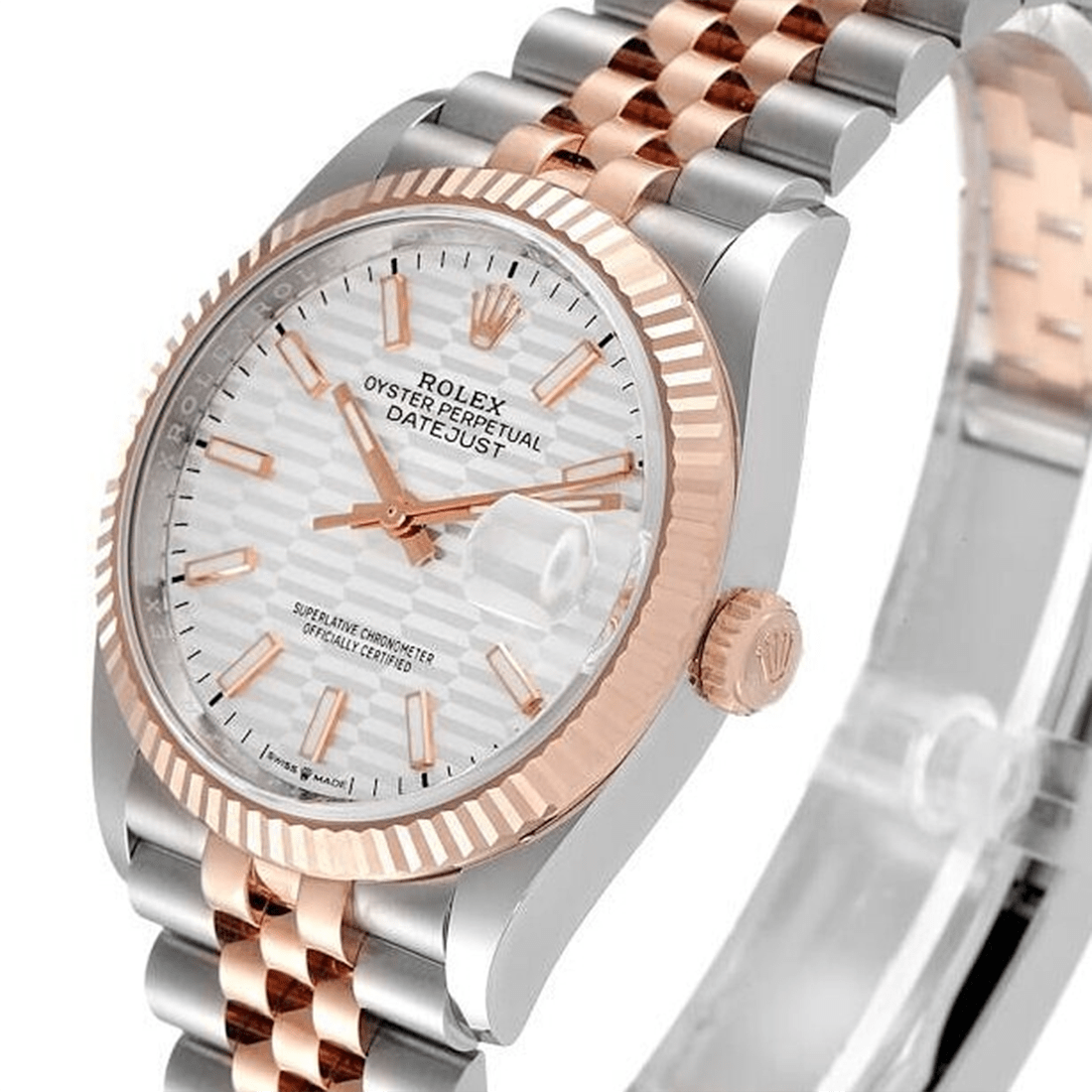 Rolex Datejust Silver Fluted Motif Dial 18ct Everose Gold Watch 126231-0041 thumbnail 4