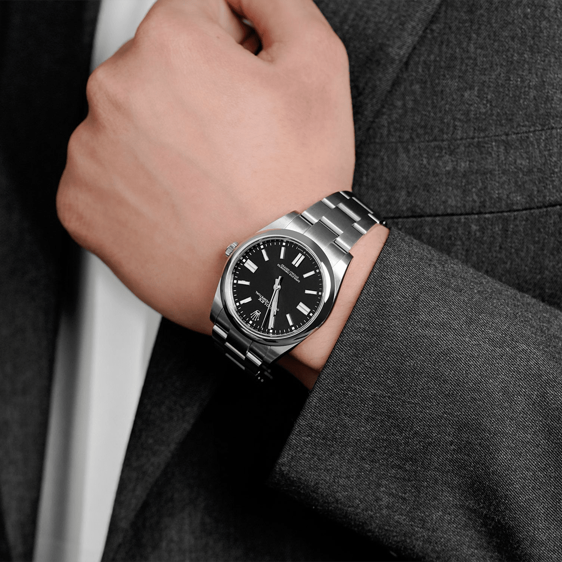 Rolex Oyster Perpetual Bright Black Dial Stainless Steel Strap Watch 124300 thumbnail 6
