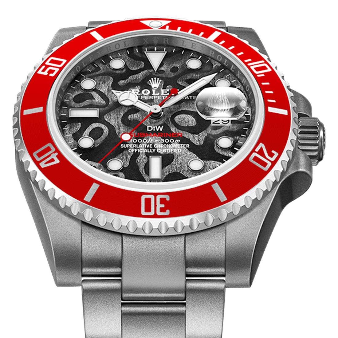 Rolex DIW Submariner Red Pluto Limited Edition Textured Dial Self-Winding Watch 126610 thumbnail 4