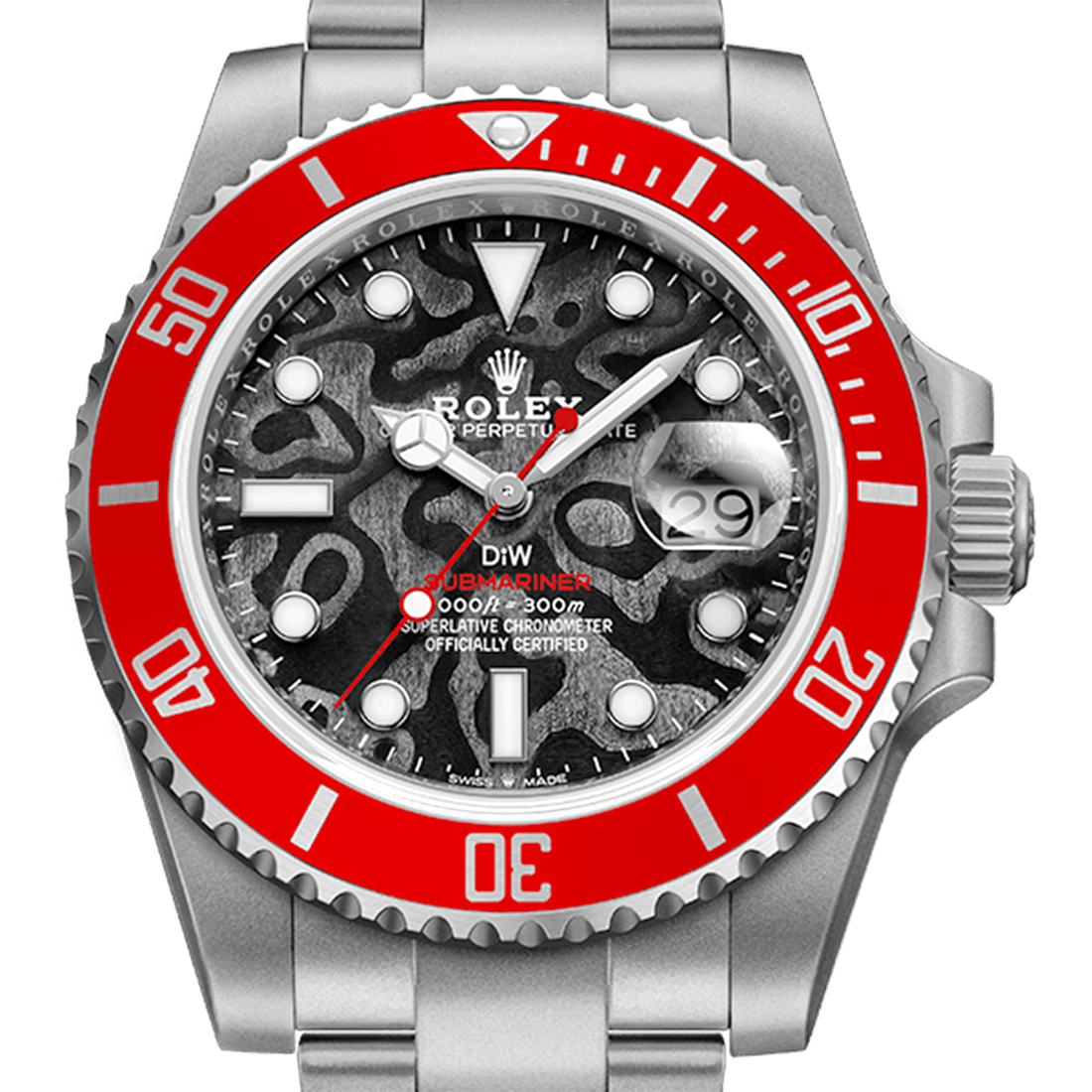 Rolex DIW Submariner Red Pluto Limited Edition Textured Dial Self-Winding Watch 126610 thumbnail 5