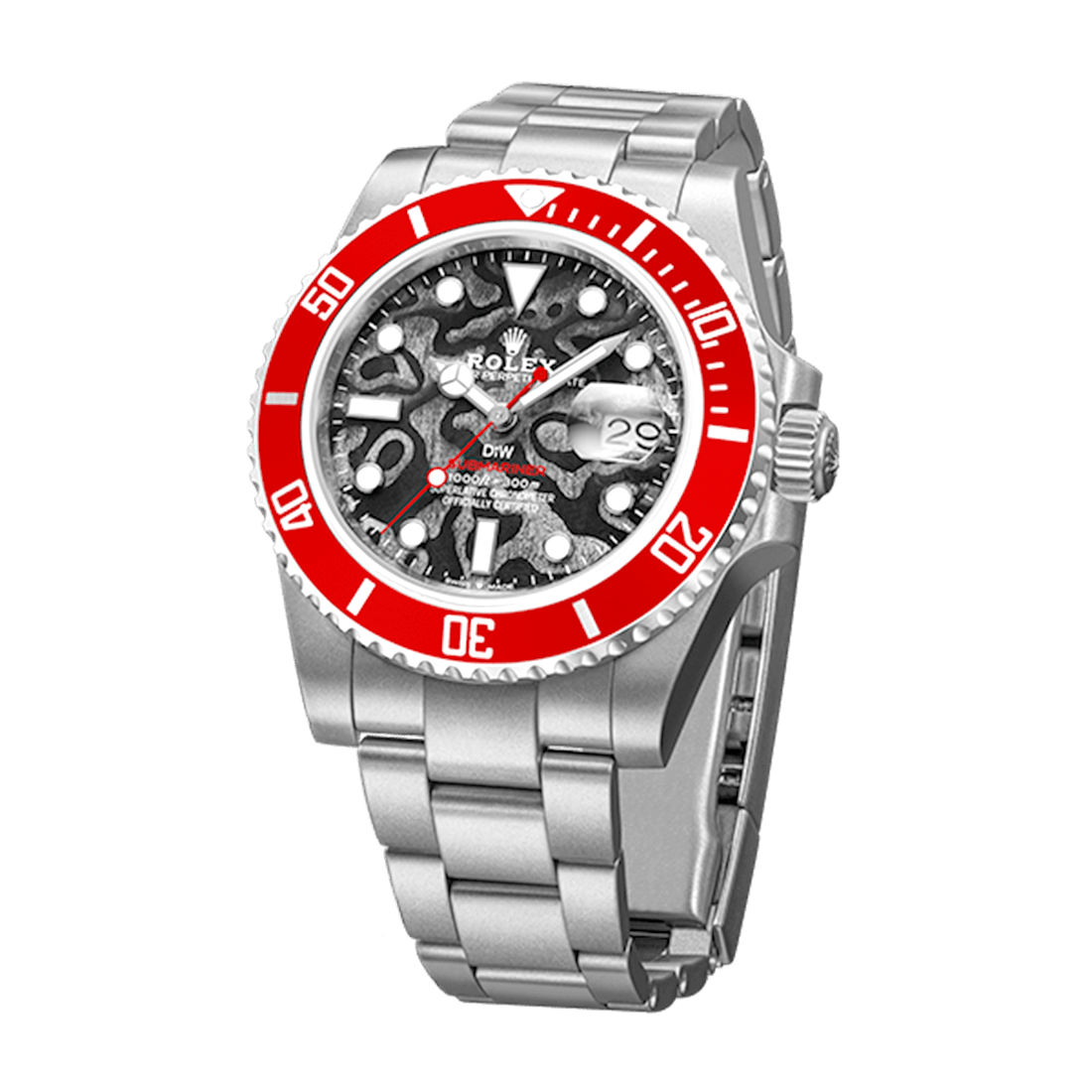 Rolex DIW Submariner Red Pluto Limited Edition Textured Dial Self-Winding Watch 126610 thumbnail 2