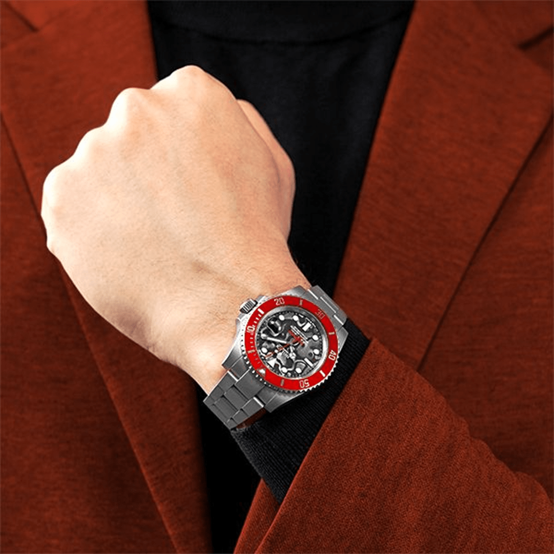 Rolex DIW Submariner Red Pluto Limited Edition Textured Dial Self-Winding Watch 126610 thumbnail 6