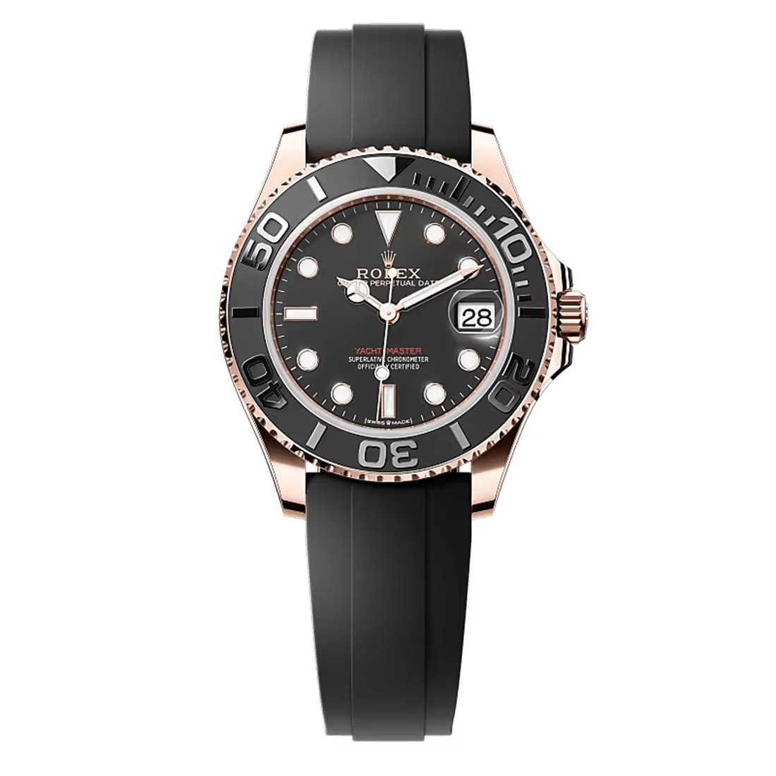 Rolex Yacht-Master Everose Gold with Oysterflex Bracelet Black Dial Watch 126655 thumbnail 2
