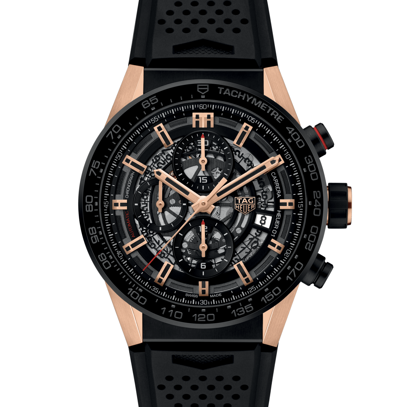 TAG Heuer Carrera Calibre Heuer 01 Rose Gold & Black Dial Watch CAR205A.FT6087 thumbnail 2