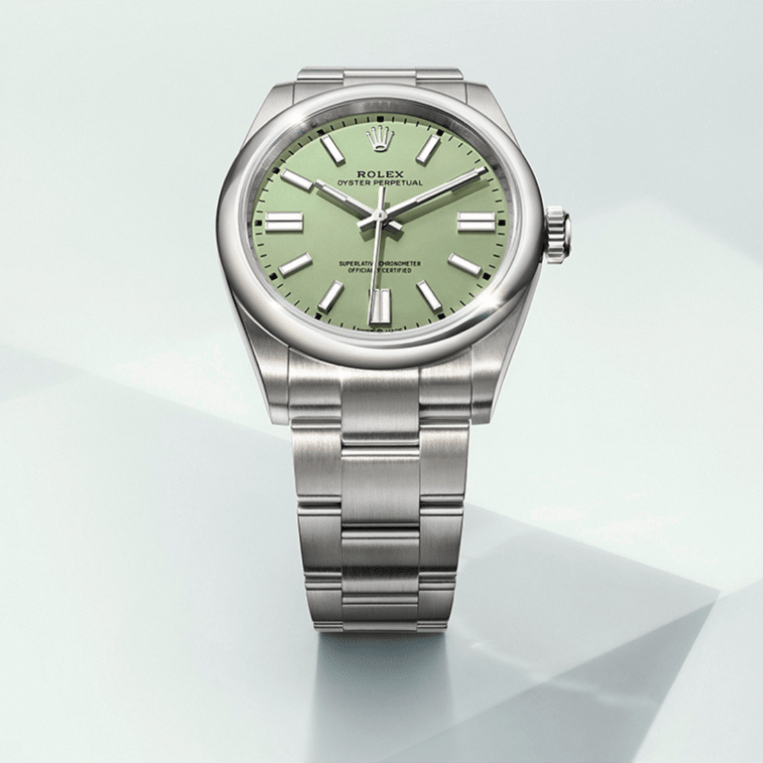 Rolex Oyster Perpetual Oystersteel Pistachio Green Dial Watch M134300-0006 thumbnail 2
