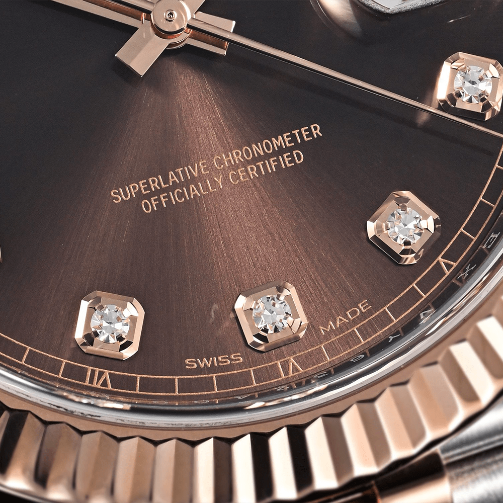 Rolex Datejust in Everose Rolesor 18k Rose Gold, Diamond Bezel, Brown Dial Watch 126331 thumbnail 4