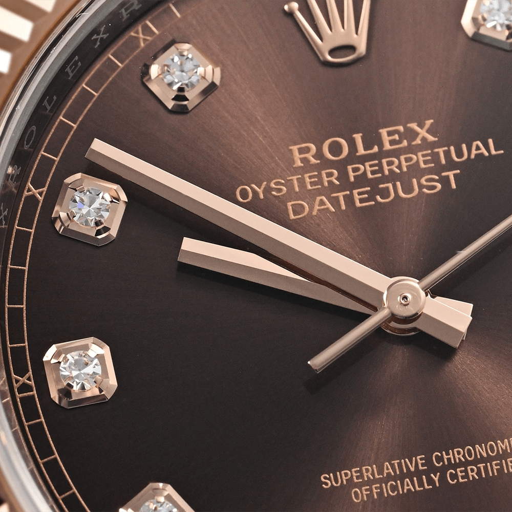 Rolex Datejust in Everose Rolesor 18k Rose Gold, Diamond Bezel, Brown Dial Watch 126331 thumbnail 3