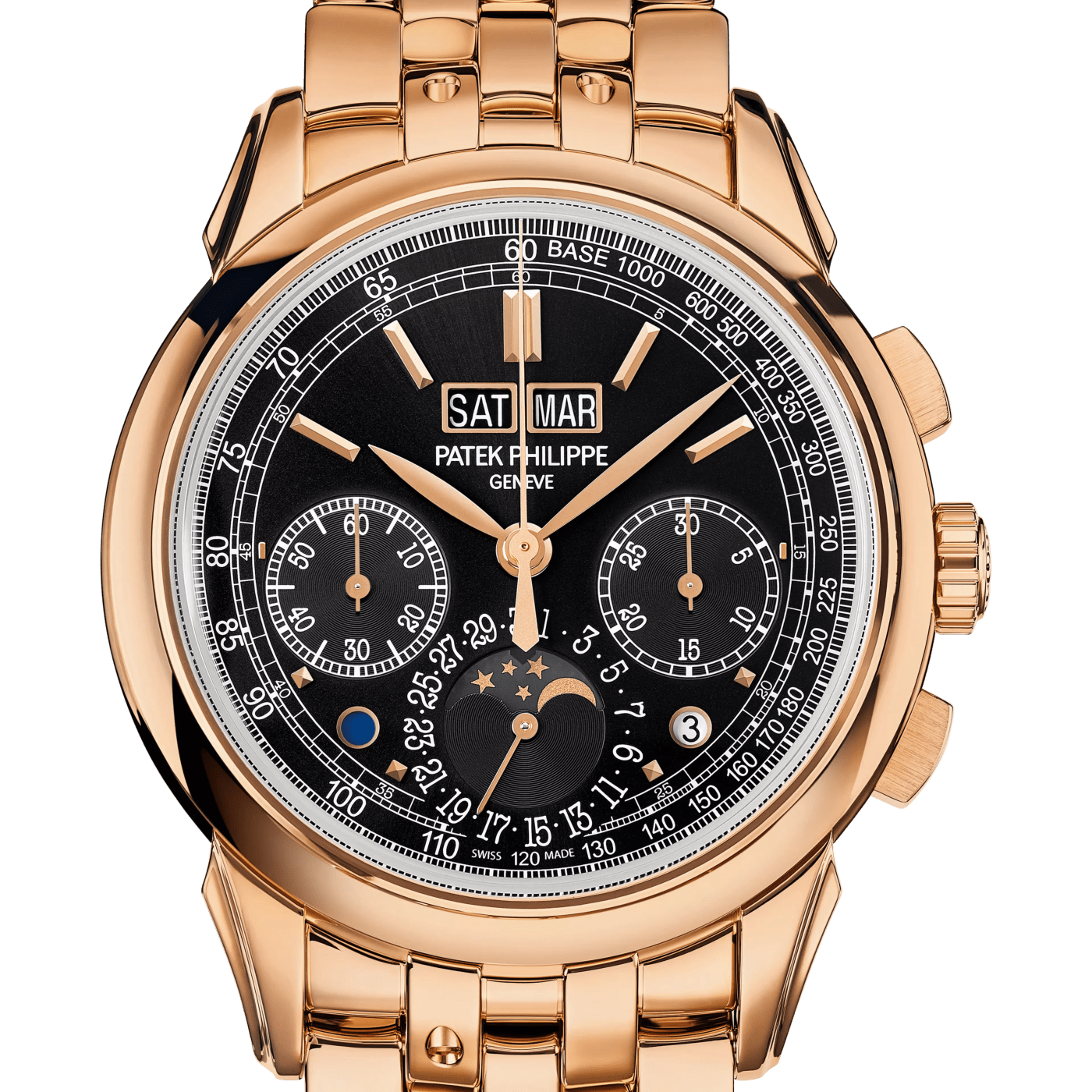 Patek Philippe Grand Complications Chronograph Perpetual Calendar 18kt Rose Gold Black Dial Watch 5270/1R-001 thumbnail 5