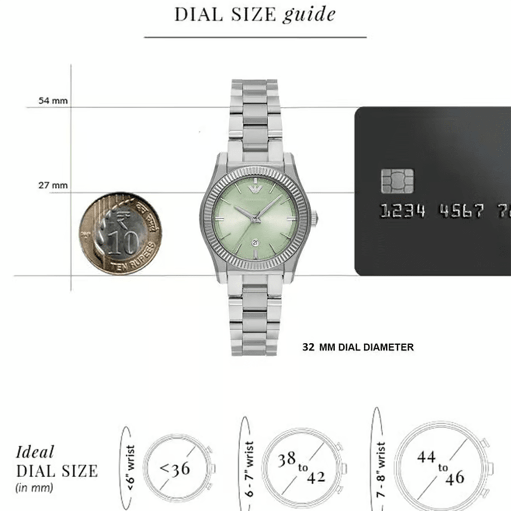 Women Quartz Green Dial Analog Stainless Steel Watch AR11656 thumbnail 3