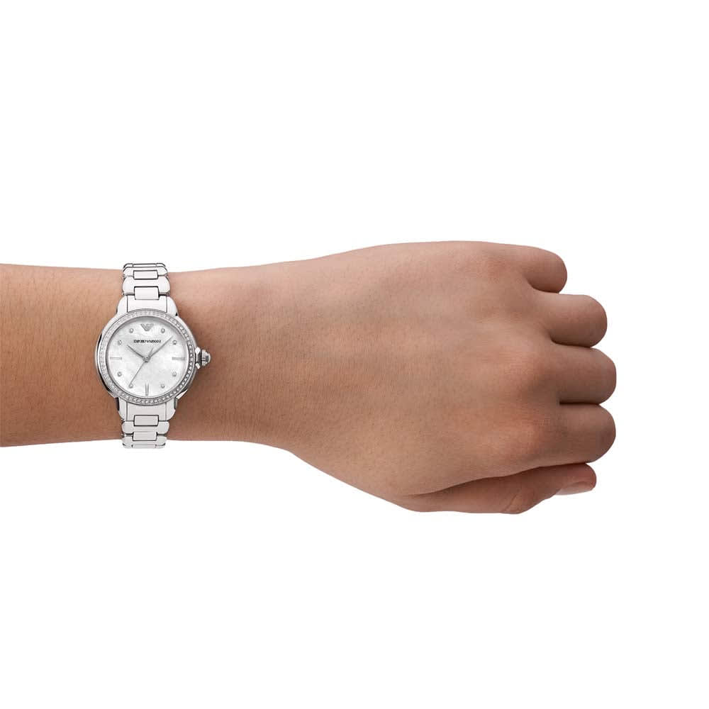 Emporio Armani Women Quartz Mother Of Pearl Dial Analog Stainless Steel Watch AR11596 thumbnail 2