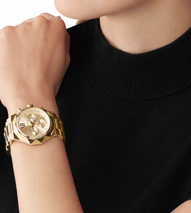 Michael Kors Raquel Chronograph Gold-Tone Stainless Steel Watch thumbnail 5