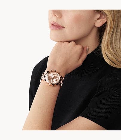 Michael Kors Raquel Chronograph Rose Gold-Tone Stainless Steel Watch thumbnail 5