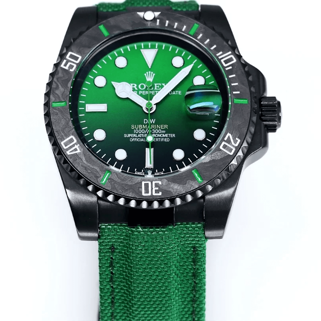 Rolex DiW Submariner "Parakeet" Green Strap Watch 116610 thumbnail 4