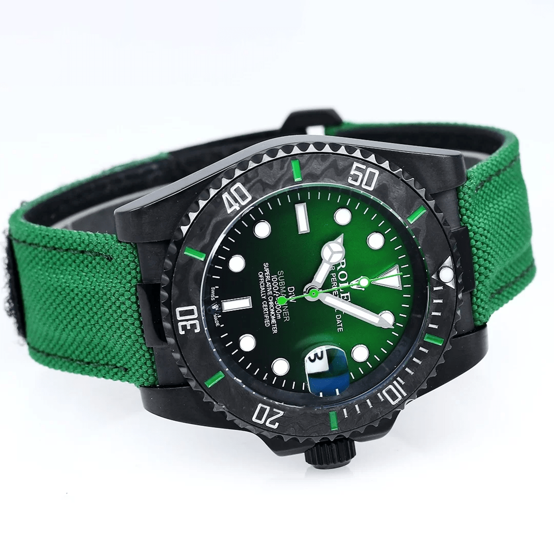 Rolex DiW Submariner "Parakeet" Green Strap Watch 116610 thumbnail 2