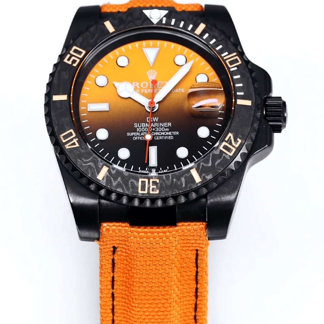 Rolex DiW Submariner "Parakeet" Orange Strap Watch 116610LN thumbnail 2