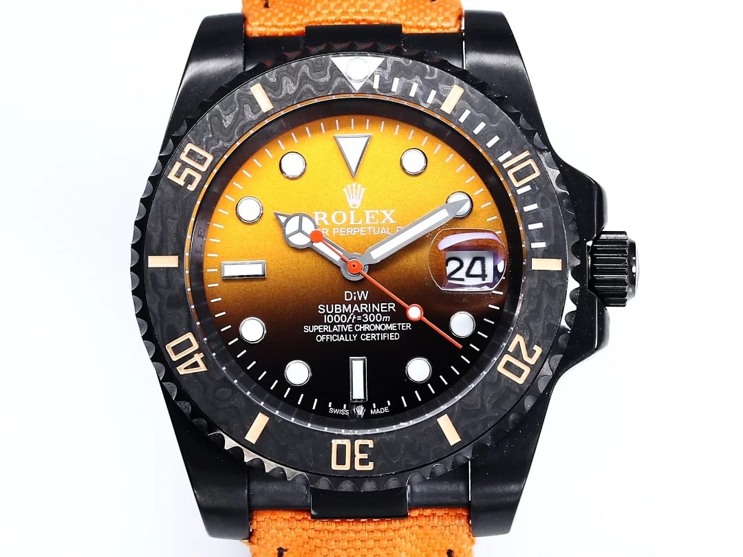 Rolex DiW Submariner "Parakeet" Orange Strap Watch 116610LN thumbnail 5
