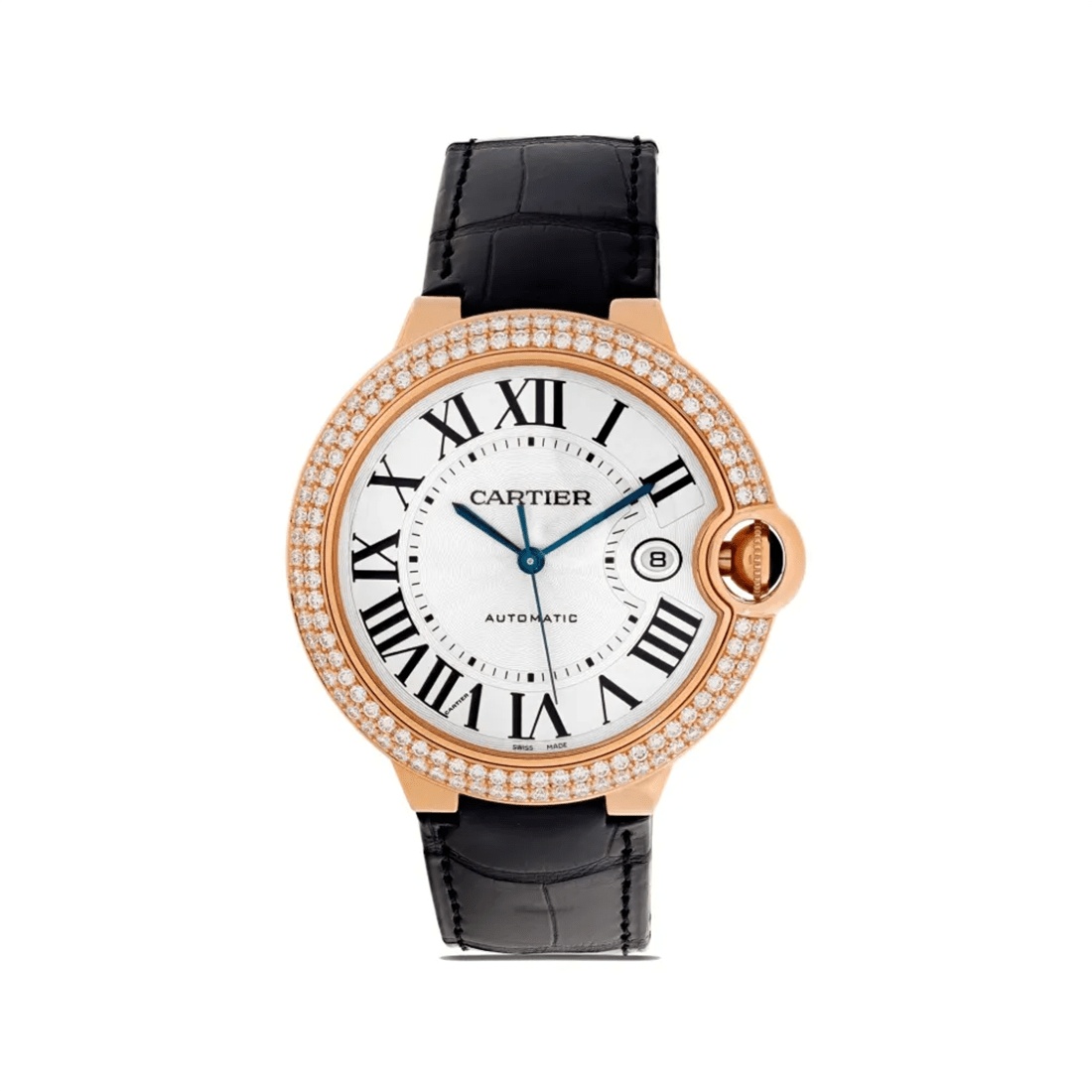 Cartier Ballon Bleu de White Dail Black Strap Watch WJBB0031