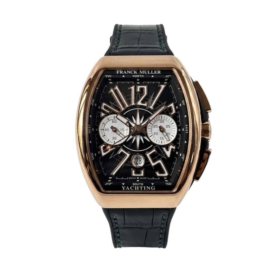 Franck Muller Vanguard Yachting Chronograph 18k Rose Gold Case Black Dial Watch V 45 CC DT YACHT (NR)-5N