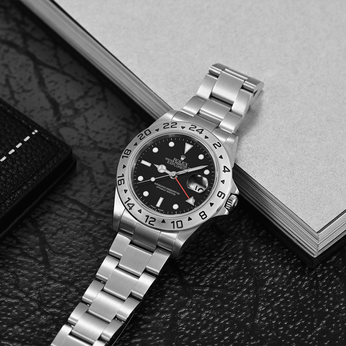 Rolex Explorer II Black Dial GMT Stainless Steel Watch 16570T thumbnail 9